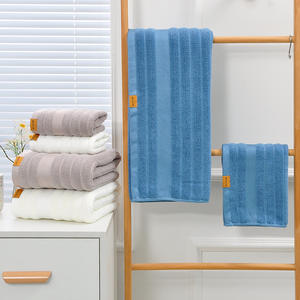 Usine directe de haute qualité Ultra-doux hautement absorbant 100% coton ensemble de serviettes de bain de couleur unie - Product Image 5