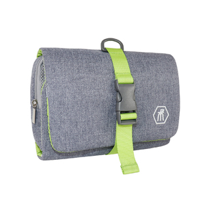 Pochette de rangement de voyage verte, sac organisateur de cosmétiques en maille suspendu avec poches zippées, pliable, capacité moyenne - Product Image 3