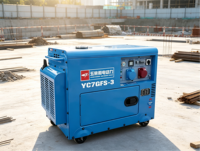Générateur diesel silencieux de 7 kW pour chantier de construction, groupe électrogène insonorisé robuste Yuchai YC7GFS-3 avec roues mobiles