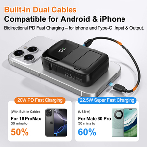 แบตเตอรี่สำรองแม่เหล็กไร้สาย 10000mAh พร้อมที่ชาร์จพกพา AC 22.5W รองรับการชาร์จเร็ว PD สายชาร์จในตัว หน้าจอ LED - Product Image 4