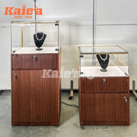 Vitrine de présentation en verre LED et acier inoxydable pour bijoux, présentoirs et étagères