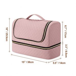 Bolsa de Cosméticos de Gran Capacidad Personalizada de Fábrica BSCI, Bolsa de Almacenamiento de Herramientas de Peluquería de Viaje Doble con Múltiples Compartimentos - Product Image 2
