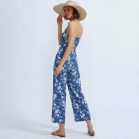 Combinaison dos nu à bretelles personnalisée pour femmes, en jacquard floral, avec ceinture