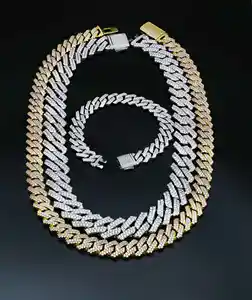 Atacado 18K Banhado A Ouro VVS Moissanite Colar De Diamante Iced Out 925 Prata Personalizar Hip Hop Jóias Para Cubano Link Chain