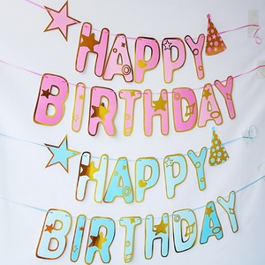 <span class=keywords><strong>Joyeux</strong></span> <span class=keywords><strong>anniversaire</strong></span> fête bannières bricolage suspendus drapeau décorations guirlandes - Product Image 4