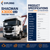 Camion tracteur diesel SHACMAN X3000 430HP 6x4 2025, cabine couchette robuste, pousseur avec pneus R21 pour l'exportation
