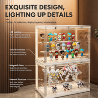 Boîte de présentation empilable anti-poussière pour figurines, transparente, carrée, avec éclairage LED, organisateurs de rangement – Vente en gros directe usine
