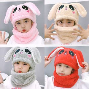 Cute Kids peluche Bunny Rabbit Ear Hat Skull Cap scaldacollo cappello invernale e sciarpa per bambini - Product Image 2