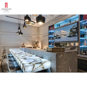 Foshan industrial restaurante BLANCO CRISTAL natural piedra Ágata Muebles <span class=keywords><strong>bar</strong></span> top - Product Image 2