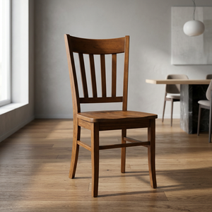 Chaise de salle à manger moderne en teck avec dossier à lattes verticales à 5 niveaux - Product Image 3