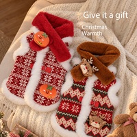 Gilet chaud et épais en polaire pour animaux de compagnie avec trou pour laisse, costume à deux pattes pour petits chiens et chats, tenue mignonne pour l'automne, l'hiver et Noël