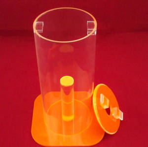 Vases à fleurs en <span class=keywords><strong>tube</strong></span> de table de mariage Art Déco en acrylique transparent personnalisé avec couvercle et base orange - Product Image 2