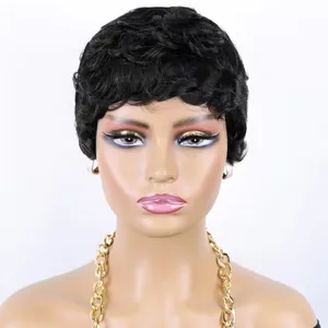 Letsfly Cheap Short Cut Curly Wigs $9 Natural Remy Hair Wholesale Free Shipping 100% Human Hair African Wigs For Black Woman