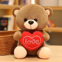 Vente en gros 18cm 28cm ours en peluche jouet avec coeur rouge amour et lumière LED animaux en peluche jouets en peluche