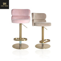 Tabourets de bar sans bras réglables pivotants modernes de luxe italiens avec base ronde en acier inoxydable