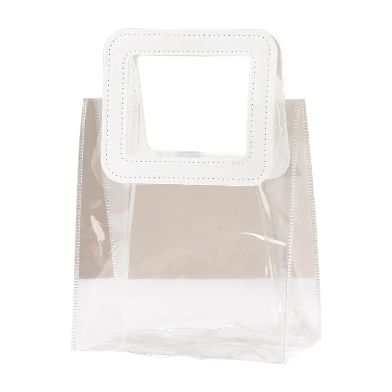 Ready Go gran oferta bolsa de mano de PVC transparente con mango de algodón más fuerte impermeable playa bolsa de compras patrón de impresión regalos