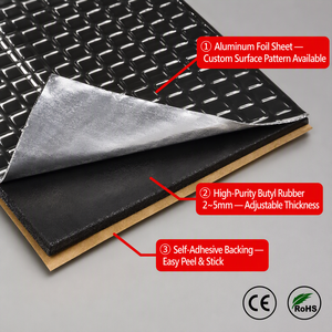 Tapis insonorisant en caoutchouc butyle pour <span class=keywords><strong>voiture</strong></span>, feuille d'amortissement insonorisante autocollante, inodore, isolation thermique, prix d'usine en gros - Product Image 4