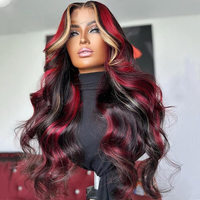 Wig Rambut Asli Vietnam Hitam Merah Pirang Highlight HD Front Wig Virgin Tanpa Lem Transparan HD untuk Lace 13X4 Baby Hair Body Wave