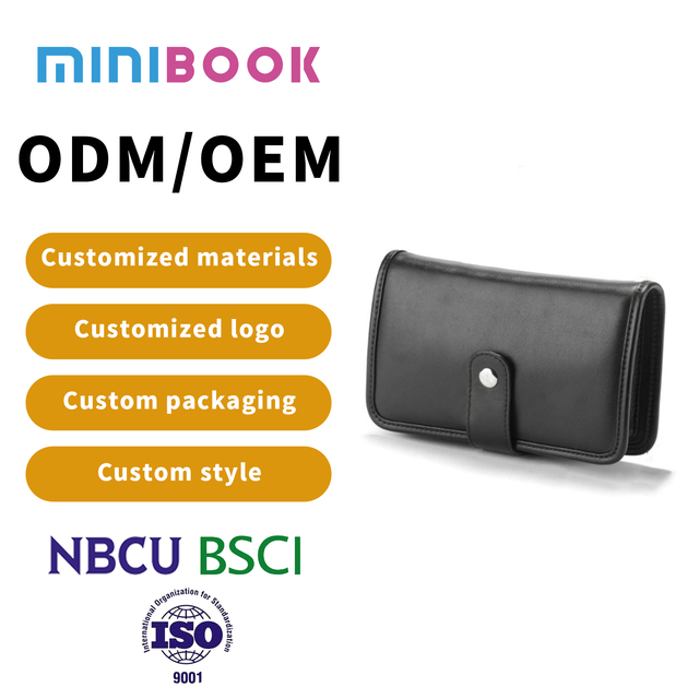 Minibook Custom Multi-Functional SIM Card Case Glossy Texture Wallet with Clip Closure Multi-Compartment Card Case