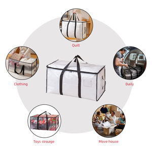 Caja de almacenamiento tejida impermeable a prueba de humedad, bolsa de almacenamiento de mano de gran capacidad con cremallera para ropa, edredón, embalaje de clasificación - Product Image 2