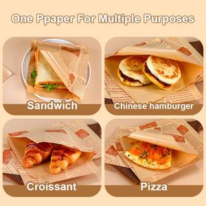Sac en papier kraft triangulaire imprimé sur mesure, double face, ouvert, résistant à la graisse, pour aliments (pâtisseries, burgers, pains, beignets) - Product Image 5