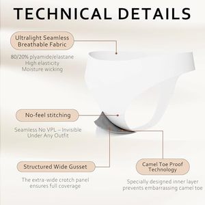 Tangas <span class=keywords><strong>Deportivas</strong></span> Sin Costuras para Mujer, Anti-Camel Toe, Suaves y Elásticas, Sin Marca Visible, Anti-Protuberancia, para Yoga, Fitness y Ejercicio Diario - Product Image 3