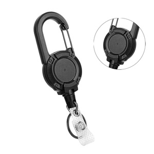 Cuerda de acero curvada negra con hebilla de fácil extracción y juego de soporte vertical para tarjetas, mosquetón negro para tarjetas de identificación. - Product Image 5