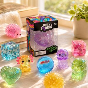 Transparent Jelly Toy Collection Glitter Capsule Globe Elephant Bunny Crab <b>Fidget</b> Squeeze Classroom Reward <b>Pack</b> - Product Image 3