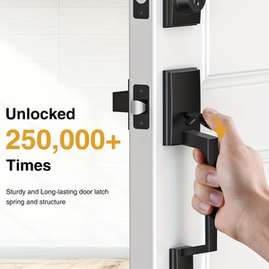 Poignée de porte extérieure noire en <span class=keywords><strong>fer</strong></span> avec levier et pêne dormant, ensemble combiné réversible pour entrée de porte. - Product Image 4