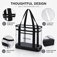 Sac de plage transparent en PVC plastique transparent de grande capacité avec logo imprimé personnalisé, poignée durable et fermeture éclair