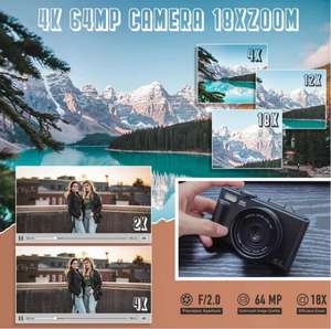 Cámara DSLR 4K con Pantalla Giratoria de 180°, Zoom Óptico de 18X, 64MP, Pantalla de 3 Pulgadas para Fotografía y Grabación de Video, Detección Facial - Product Image 5