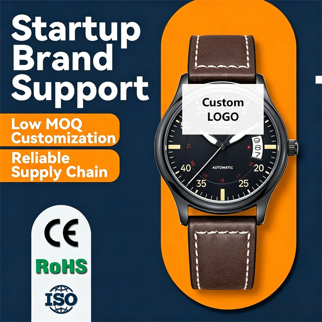 Men's Luxury Fashion Business Leisure Sapphire Crystal Full Automatic Calendar 39mm Alloy Genuine Leather Band 30M Water
