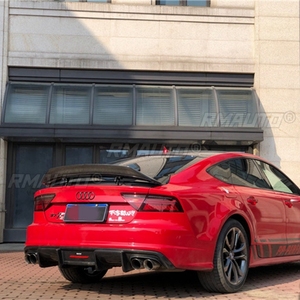 Audi A7 2011-2014 Carbon Fiber R Style Rear Spoiler Trunk <b>Wing</b> Glossy <b>Black</b> FRP Forged Carbon Exterior Accessories - Product Image 2