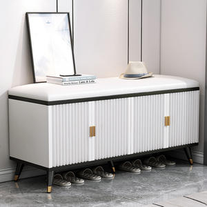 יוקרתי יוקרתי אור חלל ספסל נעליים מודרני-חוסך עץ הבית דלת ישיבה נעל שינוי צואה entryway ספסל ארוך - Product Image 1