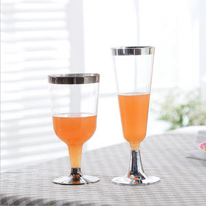 Lot de 6 flûtes classiques en plastique jetables de 150ml, barres à bords argentés en or rose, verres à vin rouge personnalisés pour verres à champagne - Product Image 3