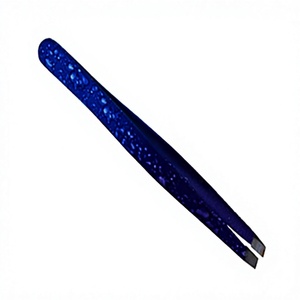 ASAP - Pinzas de Depilar Profesionales Ligeras de Acero Inoxidable, Color Azul Neón, Punta Inclinada, para Cejas - Product Image 1