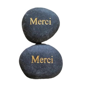 Được chạm khắc bằng chữ màu đen, đá cuội, đá sông tự nhiên - Product Image 1