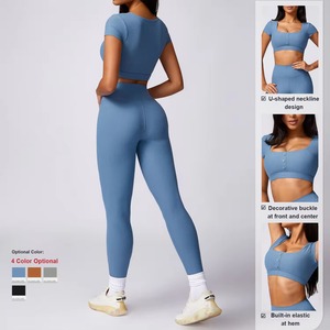 Set Yoga Personalizzato, Leggings Aderenti a Manica Corta per Corsa e Fitness, Assorbenti agli Urti e ad Asciugatura Rapida - Product Image 2