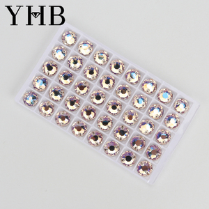 YHB Moonlight XIRIUS Rose Peach Glass Sewing Stones Flatback Rhinestones untuk Pakaian Tas dan Tas - Product Image 4