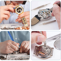 Profitez de jolis 185 pièces horloger professionnel lien dissolvant de broche haute qualité multi-fonction en cuir PU sac montre kit d'outils de réparation ensemble