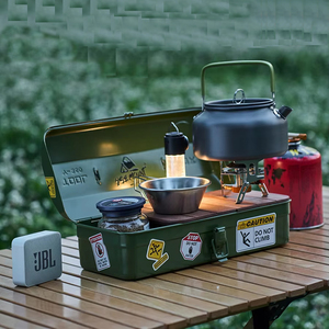 LFEDC アウトドアキャンプ用ポータブルメタル収納カスタマイズ可能ODM 14インチロングブラックグリーンホワイトレッドツールボックス（レザーハンドル付き） - Product Image 2