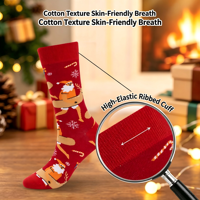 Chaussettes d'été en coton jacquard pour homme, motif Père Noël sur surf, 200N, amusantes, tropicales, Noël, pingouin, renne, motifs variés, pour les fêtes
