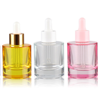 Bouteilles en verre à fond épais 30ml 50ml pour soins de la peau, essence à épaule plate, couleur dégradée, compte-gouttes d'huile essentielle, nouvelle collection