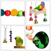 Ensemble de jouets pour oiseaux : Balançoire, clochette suspendue, hamac coloré et jouets à suspendre pour cage, pour perroquets et perruches