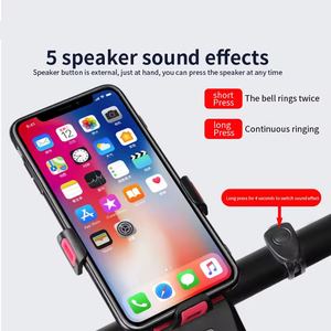 Nouveau quatre en un USB Rechargeable phare haut-parleur support pour téléphone batterie externe 4000MAH ABS nuit équitation vélo <span class=keywords><strong>avant</strong></span> LED lumière de vélo - Product Image 3