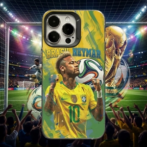 Funda para iPhone 15 Pro Max con Diseño Artístico de Estrella de Fútbol Brasileña, Cubierta Anti-caídas con Acabado Acuarela para Fanáticos, Funda Personalizada con Diseño de Toro - Product Image 1