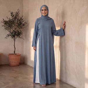 <span class=keywords><strong>Abito</strong></span> <span class=keywords><strong>Lungo</strong></span> Islamico da Donna <span class=keywords><strong>in</strong></span> <span class=keywords><strong>Viscosa</strong></span> con Maniche Lunghe e Cintura, Decorazioni Floreali, Tessuto Nida, Taglie Grandi, per Uso Quotidiano - Product Image 5