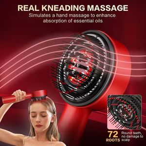 <b>Hair</b> Growth Portable Electric Head Scalp <b>Massager</b> Comb Red Light EMS Vibration Waterproof Oil Applicator for Home Feminine Care - Product Image 6