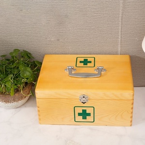 Cassetta per medicinali per uso domestico kit di pronto soccorso in legno vuoto portatile borsa per medicinali a due strati - Product Image 2