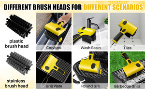 Brosse de nettoyage électrique sans fil pour barbecue, pique-nique, camping, gril, salle de bain, carrelage, baignoire - Product Image 6